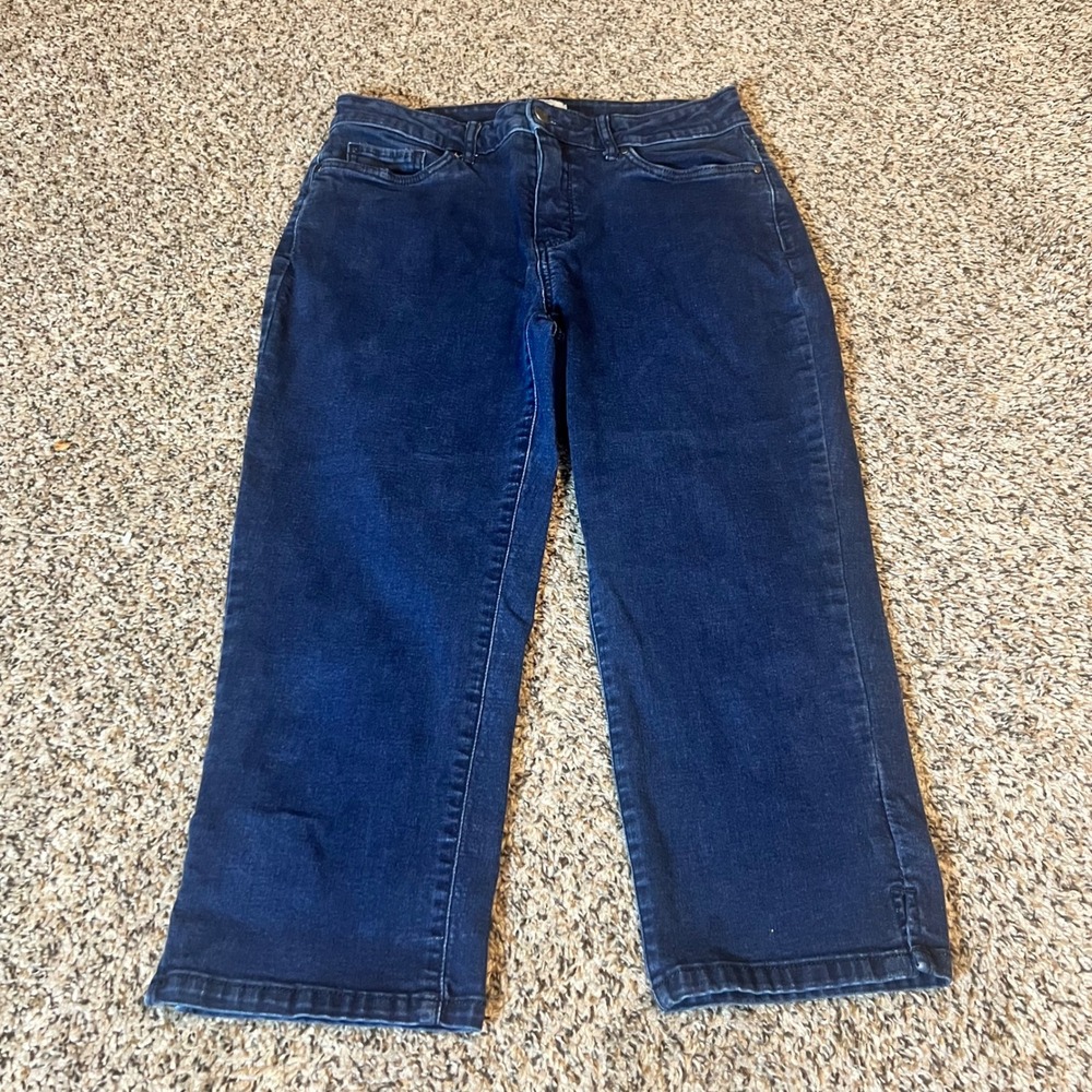Croft & Barrow Womens Dark Wash Cropped Straight Leg Jeans Size 10